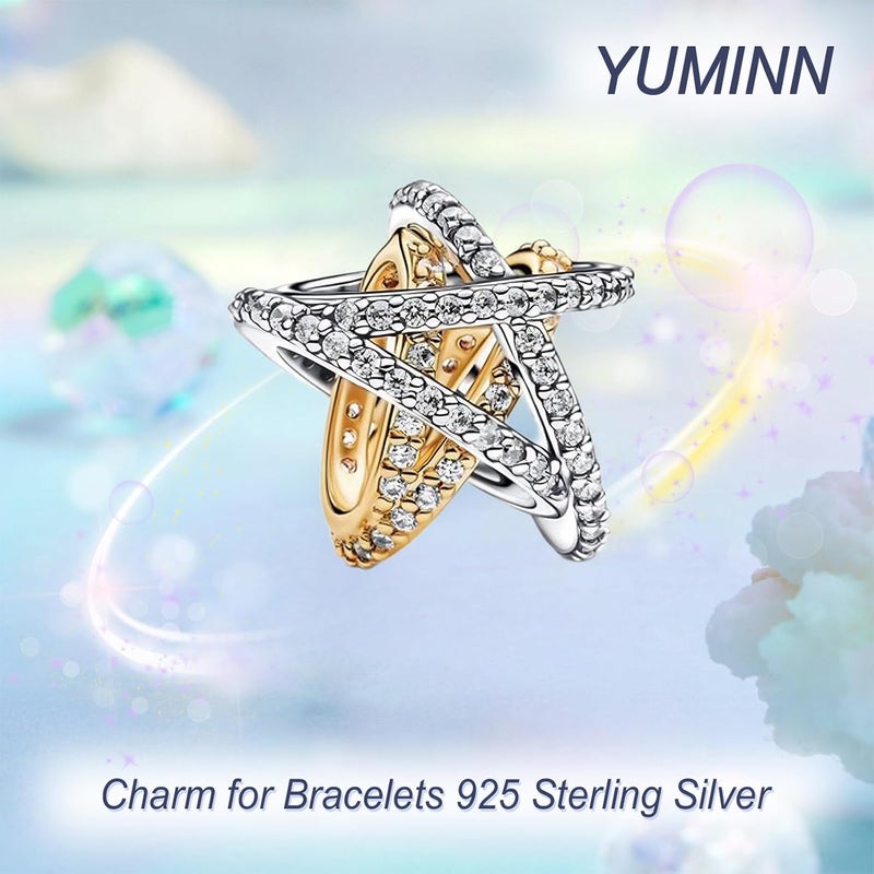 YUMINN سحر فضة استرلينية 925 للأساور، سحر الحب والقلب، خرز متدلي من زهور الكرز، مجوهرات للنساء - Image 2